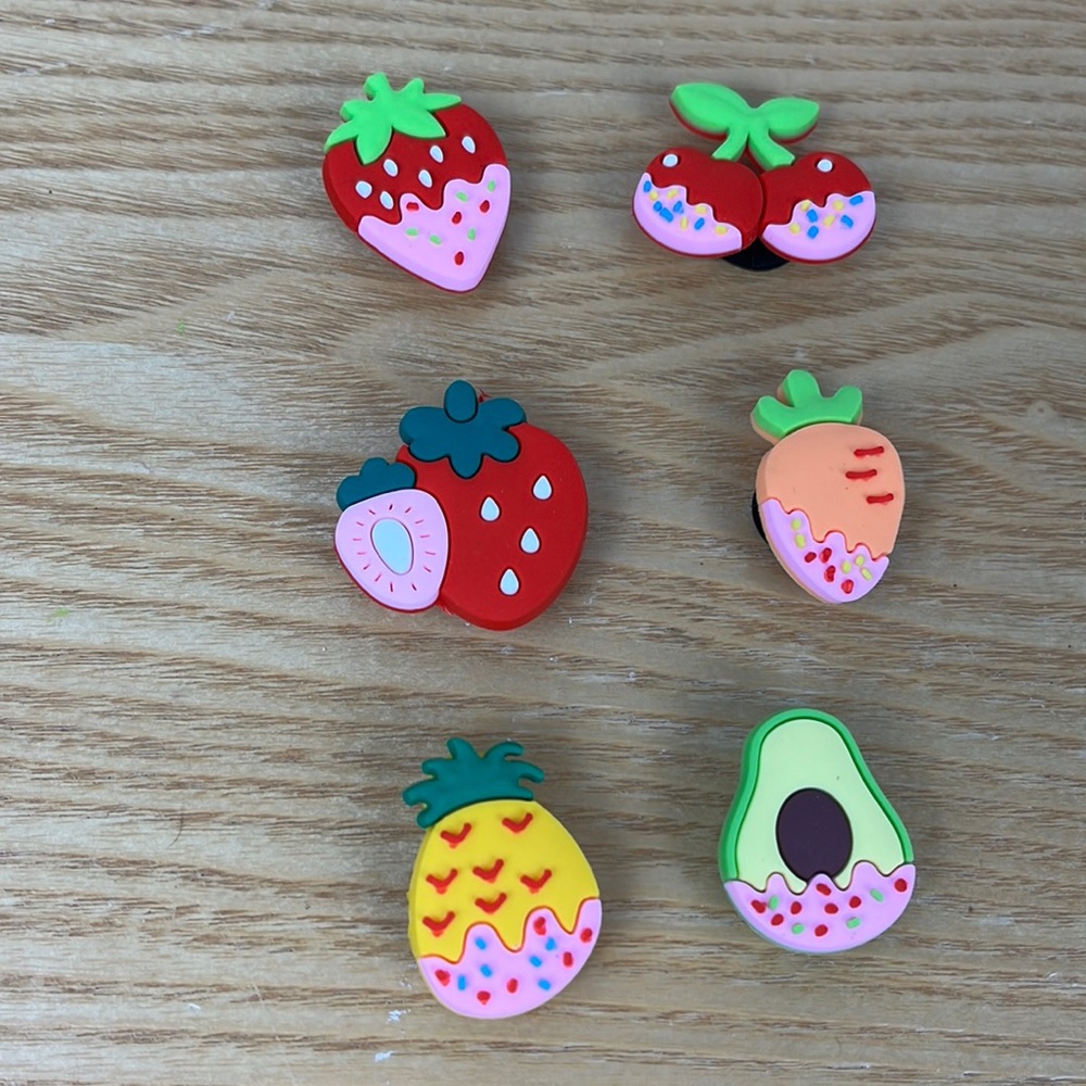 6 Sprinkle covered food, croc charms.